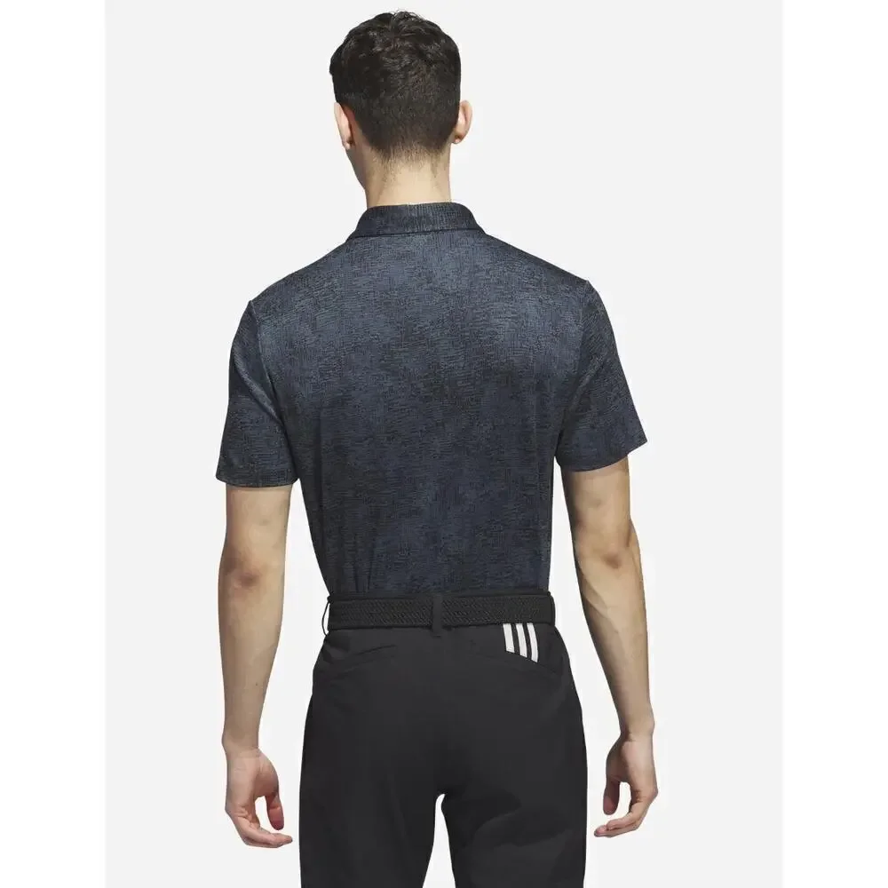 Adidas Golf Polo Aerial Jacquard Blue Black Medium NWT